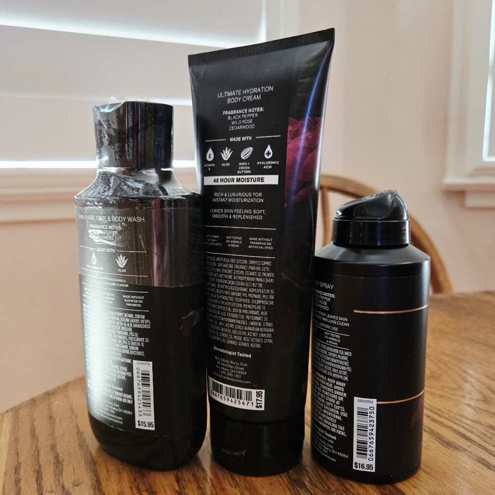 🛍BOGO 50% OFF🌹🫧🧴🛁 NWT‼️Bath & Body Works "Nocturnal Rose" 3pc Collection - Picture 3 of 11